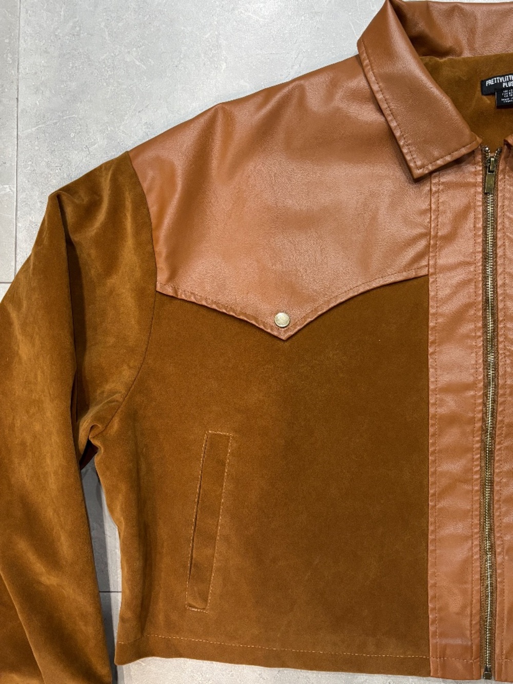 PrettyLittleThing Faux Suede Western Jacket - Toffee Brown Size 18 - Picture 6 of 9